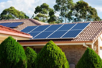 Solar panels on roof of house